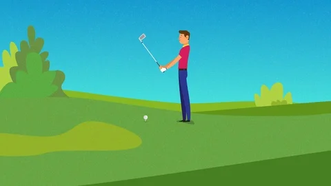 Young golf player hitting the ball 動画素材 87448179
