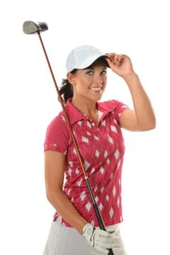 Young Golfer Saluting Foto stock