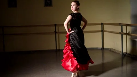 Young graceful ballerina dancing elements of classical ballet Video stock 148233272