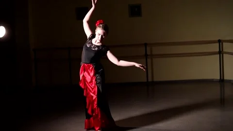 Young graceful ballerina dancing elements of classical ballet Stock Footage 148233371