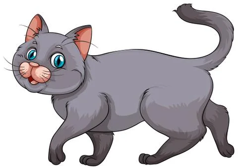 Young gray kitten on white Stock Illustration