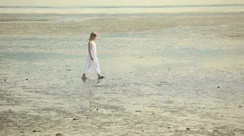 Young gril walking on a beach Stock Footage 11821003