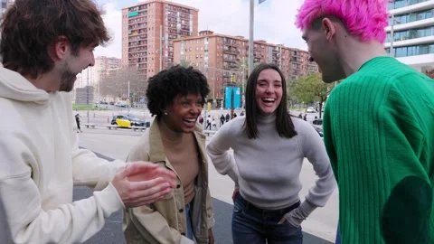 Young group of people having fun outside Stock Footage 312195708