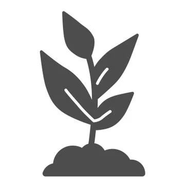 Young growth solid icon, Agriculture concept, Sprout with many leaves sign on Illustrazione stock