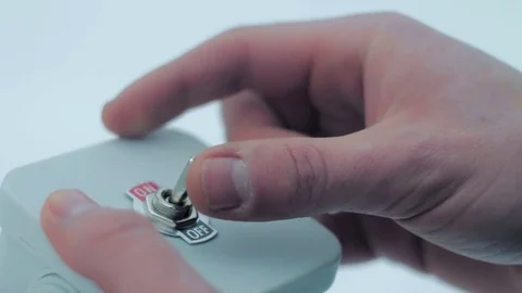 Young guy activates button Stock Footage 85137009