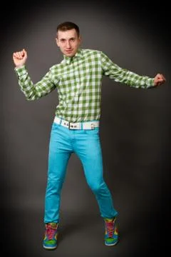 Young guy in a checkered shirt Stock Photos