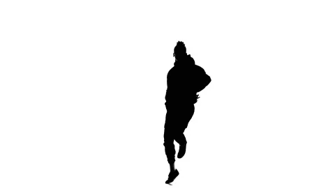 Young guy dancing hip hop, freestyle, street dance, slow motion, silhouette Stock Footage 130335812