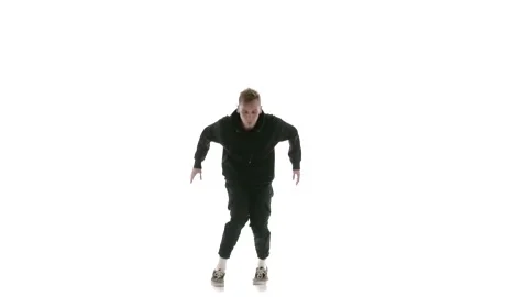 Young guy dancing hip hop, freestyle, street dance, slow motion, isolated Stock Footage 130352089
