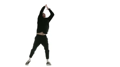 Young guy dancing hip hop, freestyle, street dance, slow motion, isolated Stock Footage 130352125
