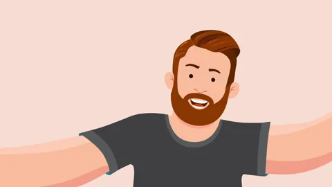 Young guy is doing selfie graphic motion footage. Animation Stock Footage 145278894