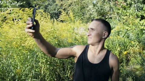 Young guy doing selfie phone Stock Footage 67541510