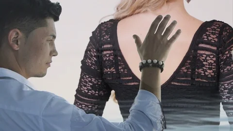 Young Guy Dreams that he is Stroking the Girl With his Hand Stock Footage 87976279