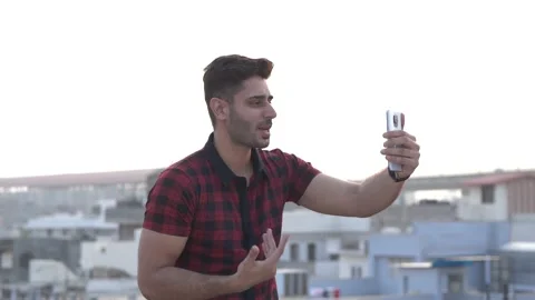 Young guy having video chat with Family,friends,long distance communication. Stock-Footage 148819461