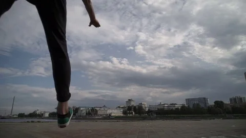 A young guy jumps and does a somersault 库存影片 81141711