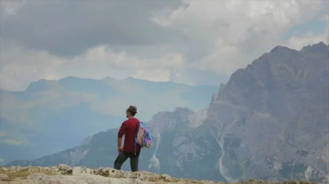 Young guy in Mountain Stock Footage