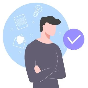 The young guy is planning a day. Stock Illustration