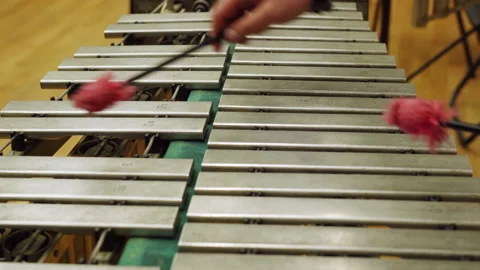 A young guy playing the vibraphone at a music school. Video stock 143716212