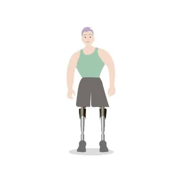 Young guy with prosthetic both legs Stock Illustration