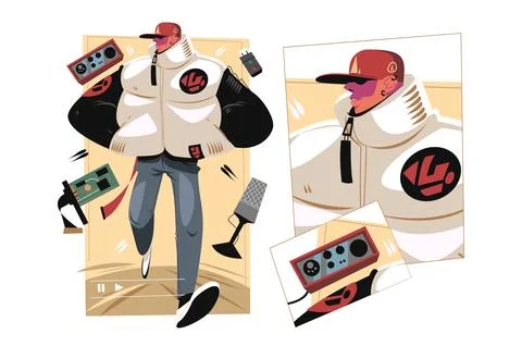 Young guy rapper Stock Illustration