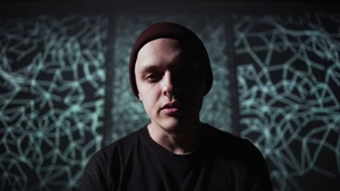 Young guy is reading a rap Stock Footage 80516360