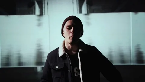 Young guy reads rap Stock Footage