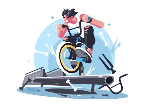 Young guy riding bicycle bmx Stock Illustration