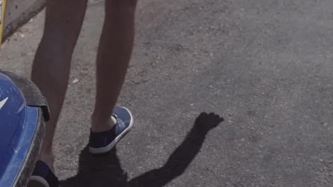 Young guy rolls on a trailer hydrocycle Stock Footage 90632188