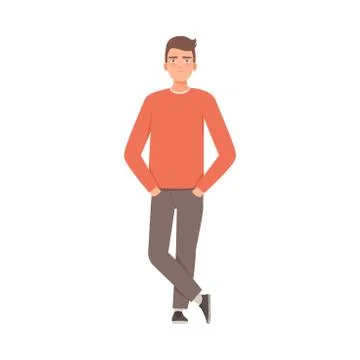 Young guy shows his indifference. Vector illustration in cartoon style. Stock Illustration