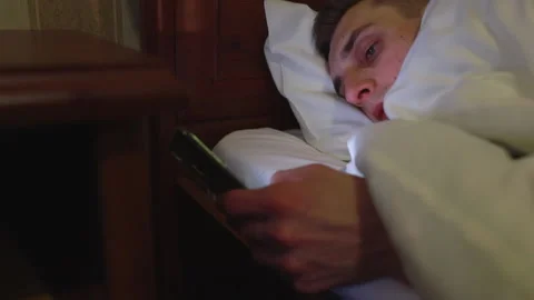 Young guy sitting on social networks before bed. Stock Footage 167270271