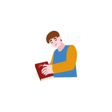 A young guy spends his free time reading a book. Stock Illustration