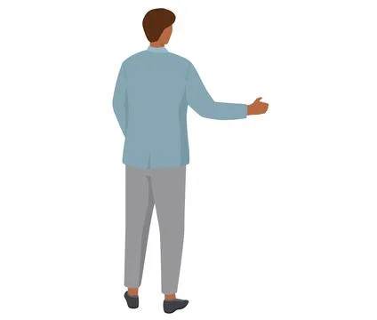 Young guy standing and talking isolated on white background. Man is looking at Stock Illustration