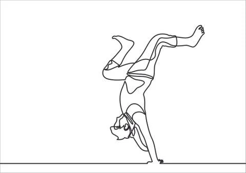 A young guy is standing on his arms upside down Stock Illustration