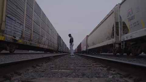 Young Guy Stands On Train Tracks Stock Footage 270326970