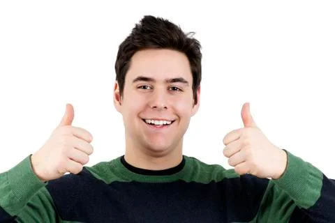 Young guy with two thumbs up Stock Photos