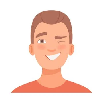 Young guy winks. Vector illustration in cartoon style. Ilustración de archivo