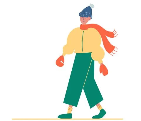 Young guy in winter clothes. Hipster man. Winter warm casual modern fashion c Stock Illustration