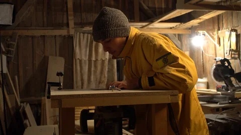 Young guy working in his workshop.Close up Stock Footage 125859177