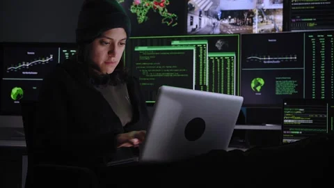 Young hacker breaking passwords of large financial companies. Criminal people Video stock 244595955