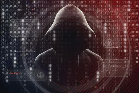 Young hacker in data security concept Stock Photos