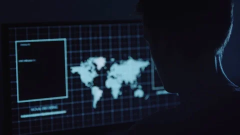 Young Hacker doing Attack on Data Servers and bank's account to still the secret Stock Footage 93952492