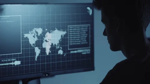 Young Hacker doing Attack on Data Servers and bank's account to still the secret 動画素材 94195804