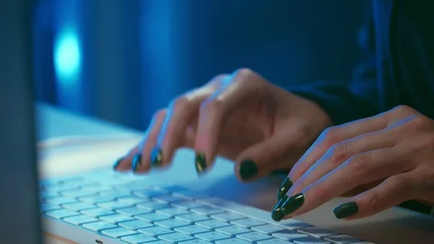 Young hacker girl with write the program code Stock Footage 95653328