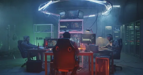 Young hackers coding on their computers Video stock 115772604