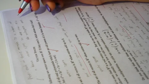 Young Hand of teacher using red pen write grade F and circle on test score Stock Footage 121517684