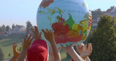 Young Hands Playing With Plastic Earth Globe Stock-Footage 66539730