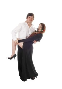 Young handsome couple dancing Stock Photos