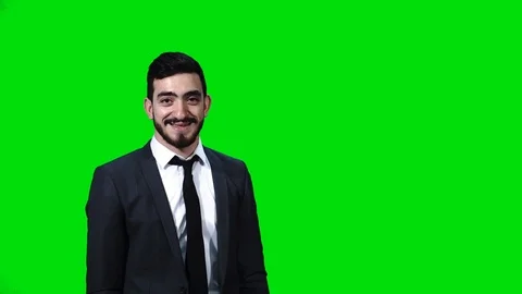 Young handsome employee inviting. Stock Footage 92337384