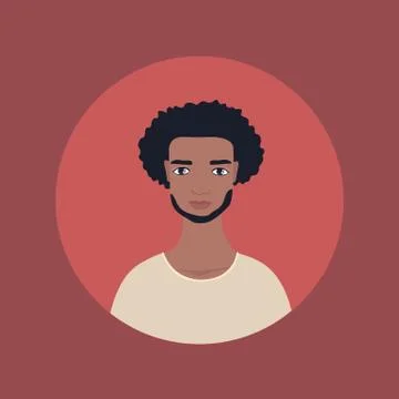 Young handsome exotic looking man icon Perfect front face view Mixed race Stock Illustration