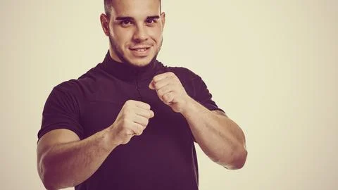 Young handsome fighter Foto stock