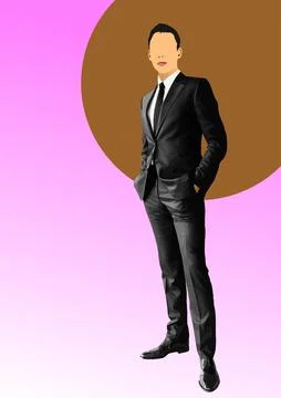 Young handsome man. 3d hand drawn Vector illustration Illustrazione stock